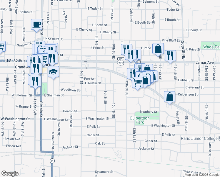 map of restaurants, bars, coffee shops, grocery stores, and more near 303 9th Street Southeast in Paris