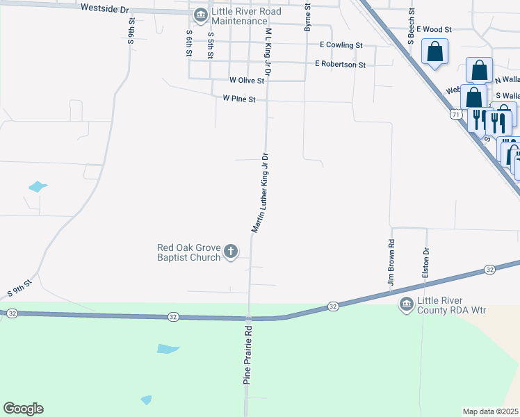 map of restaurants, bars, coffee shops, grocery stores, and more near 1245 Doctor Martin Luther King Junior Drive in Ashdown