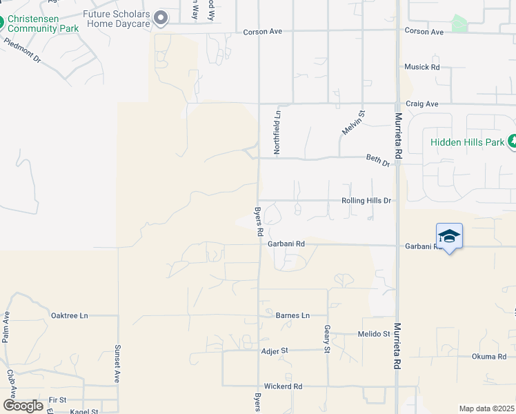map of restaurants, bars, coffee shops, grocery stores, and more near Byers Road in Menifee