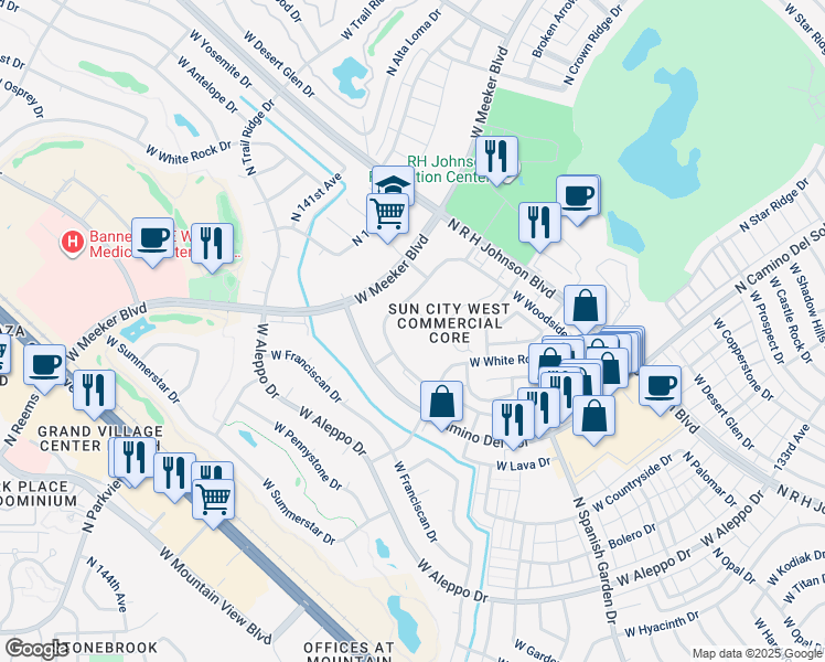 map of restaurants, bars, coffee shops, grocery stores, and more near in Sun City