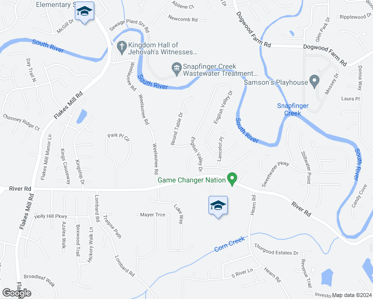 map of restaurants, bars, coffee shops, grocery stores, and more near 5273 Round Table Drive in Ellenwood