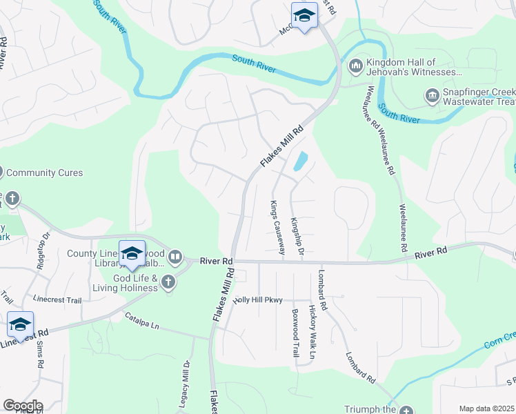 map of restaurants, bars, coffee shops, grocery stores, and more near 4130 Flakes Mill Manor Lane in Ellenwood