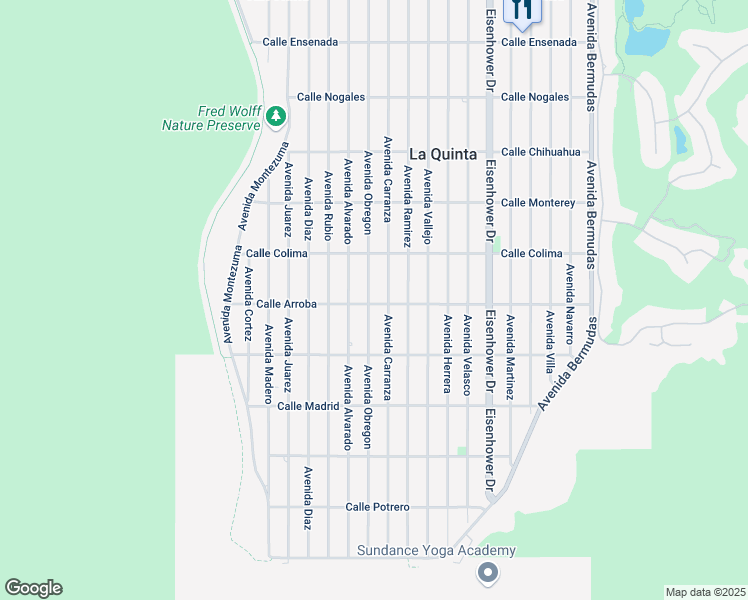 map of restaurants, bars, coffee shops, grocery stores, and more near 77490 Calle Arroba in La Quinta