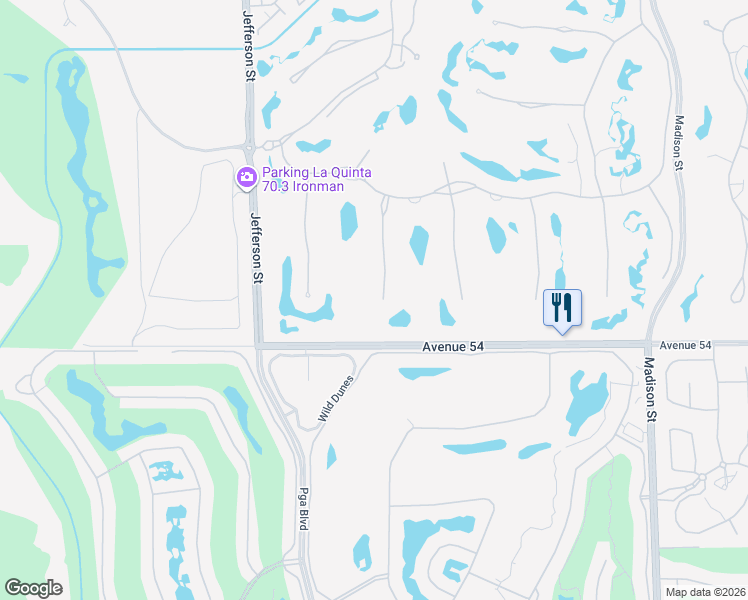 map of restaurants, bars, coffee shops, grocery stores, and more near 53747 Via Strada in La Quinta