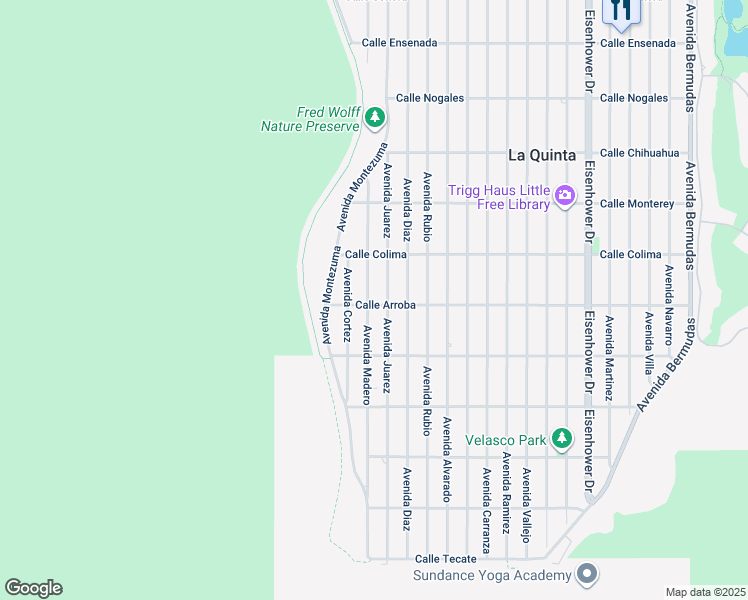 map of restaurants, bars, coffee shops, grocery stores, and more near 53680 Avenue Madero in La Quinta