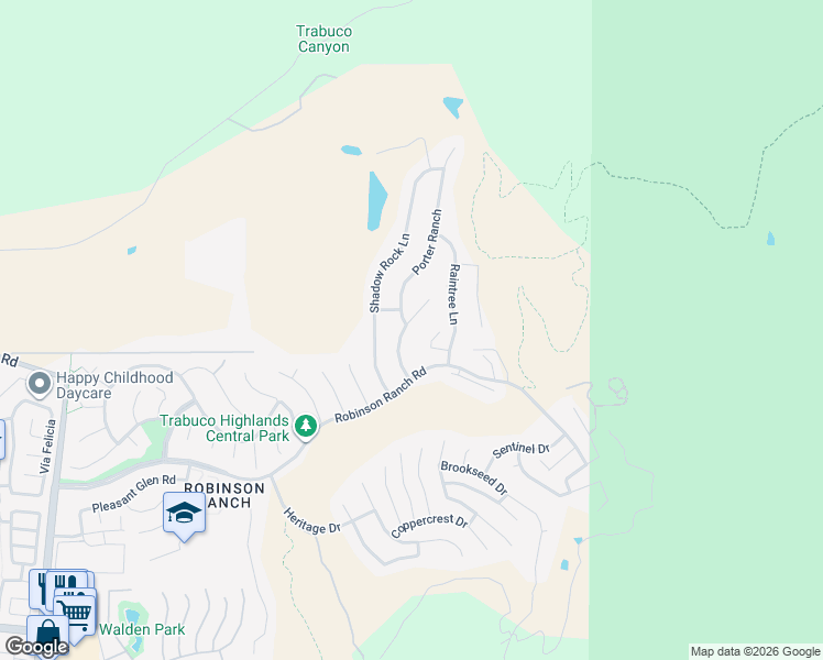 map of restaurants, bars, coffee shops, grocery stores, and more near 20952 Morningside Drive in Trabuco Canyon