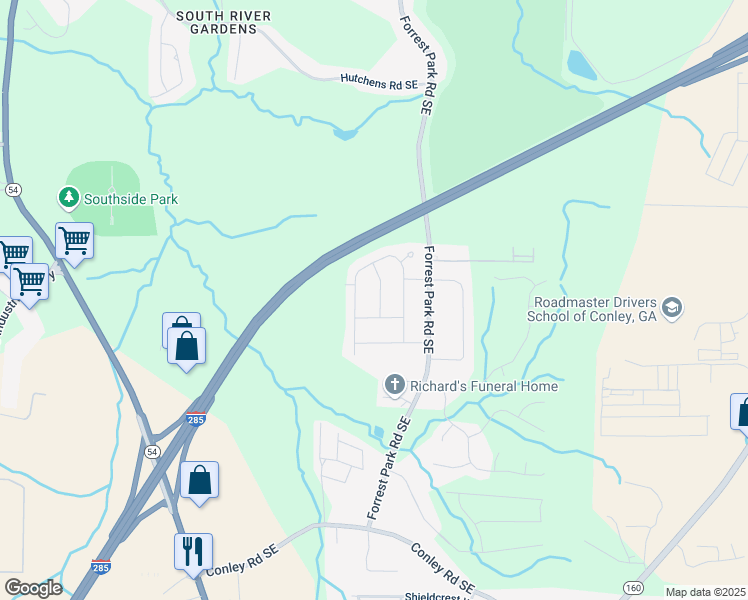 map of restaurants, bars, coffee shops, grocery stores, and more near 3523 Garfield Way Southeast in Atlanta