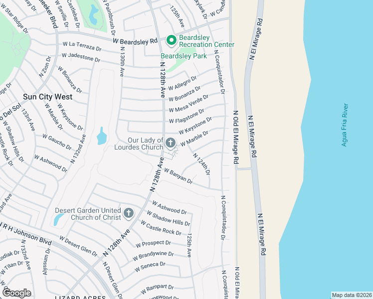 map of restaurants, bars, coffee shops, grocery stores, and more near 12451 West Marble Drive in Sun City West