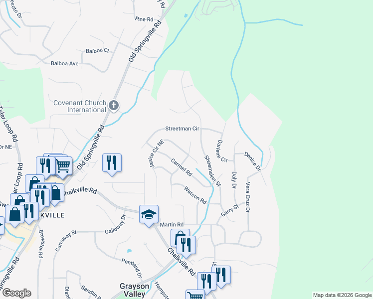 map of restaurants, bars, coffee shops, grocery stores, and more near 2610 Gaylon Street in Birmingham