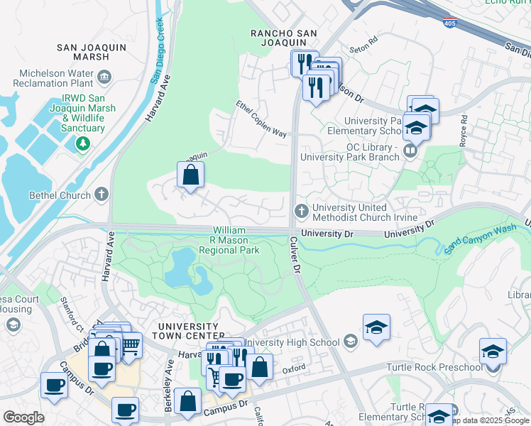 map of restaurants, bars, coffee shops, grocery stores, and more near 3 Cerrito in Irvine