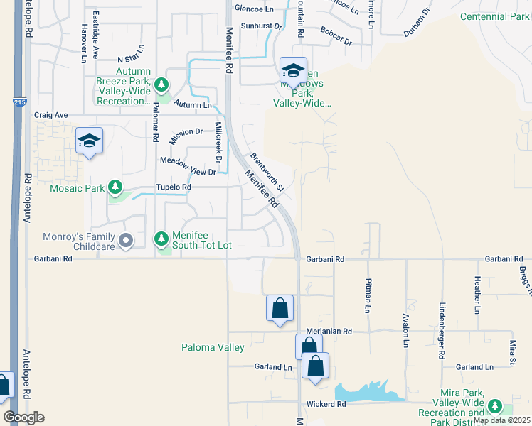 map of restaurants, bars, coffee shops, grocery stores, and more near 28875 Waterford Pacific Bluff Street in Menifee