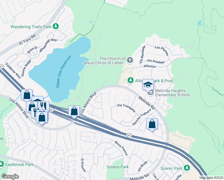 map of restaurants, bars, coffee shops, grocery stores, and more near 2 La Sordina in Rancho Santa Margarita