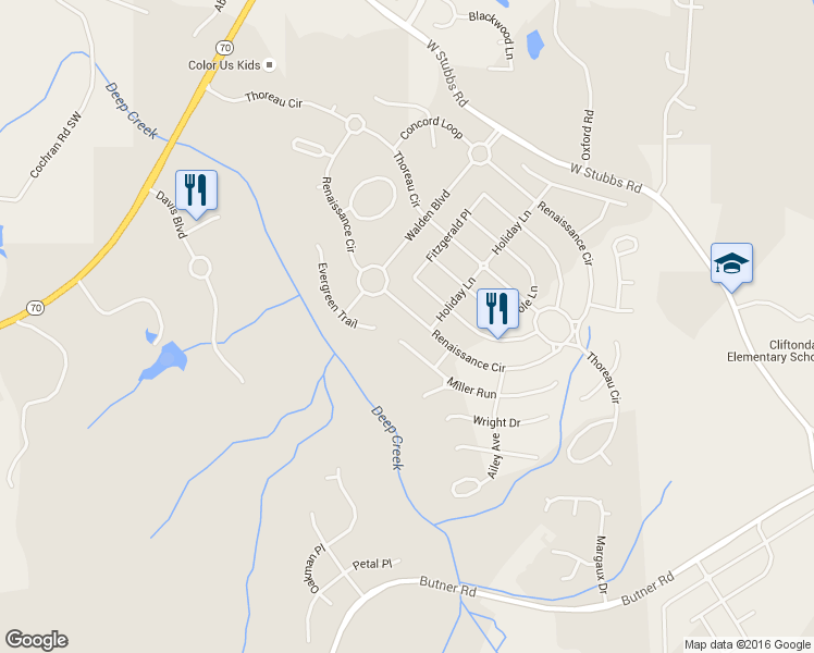 map of restaurants, bars, coffee shops, grocery stores, and more near 3755 Renaissance Cir in Atlanta