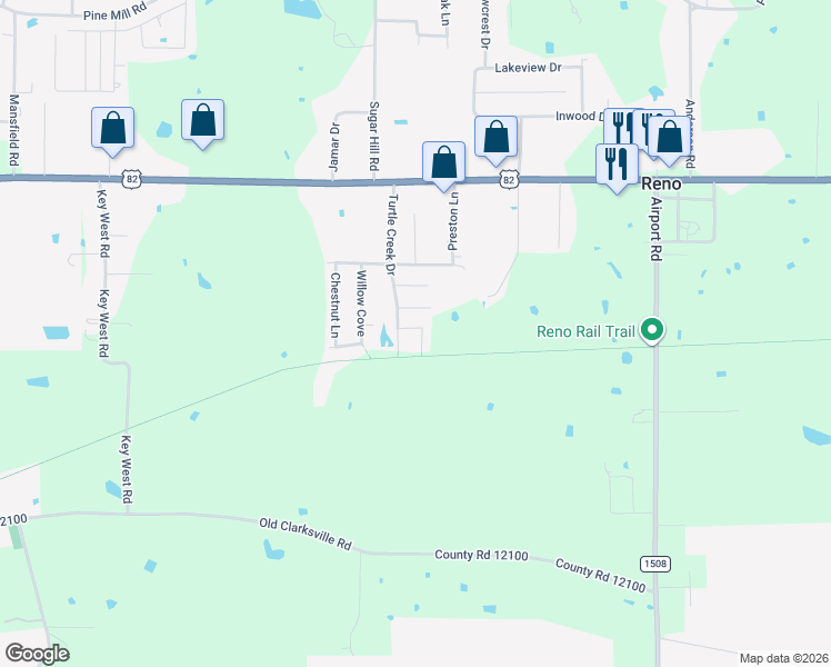 map of restaurants, bars, coffee shops, grocery stores, and more near 6040 Brooke Ln in Reno