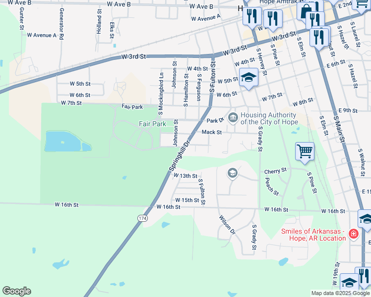 map of restaurants, bars, coffee shops, grocery stores, and more near 1003-1099 Jones Street in Hope