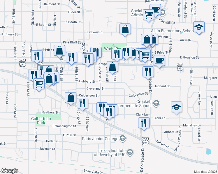 map of restaurants, bars, coffee shops, grocery stores, and more near 2321 Cleveland St in Paris