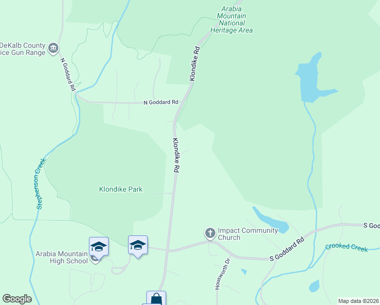 map of restaurants, bars, coffee shops, grocery stores, and more near 4220 Klondike Road in Stonecrest