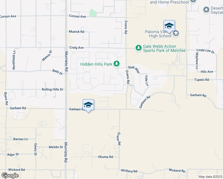map of restaurants, bars, coffee shops, grocery stores, and more near 26400 Mallory Court in Menifee