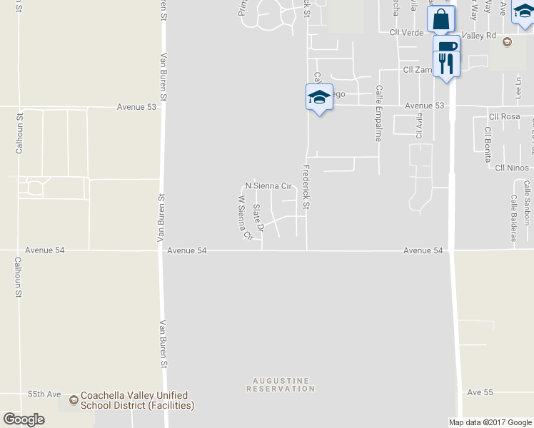 map of restaurants, bars, coffee shops, grocery stores, and more near 53823 Sapphire Lane in Coachella