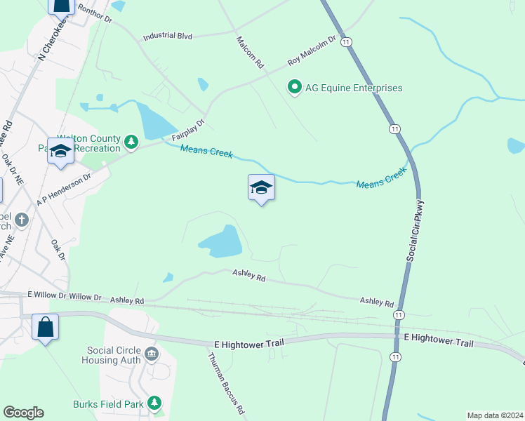 map of restaurants, bars, coffee shops, grocery stores, and more near in Social Circle