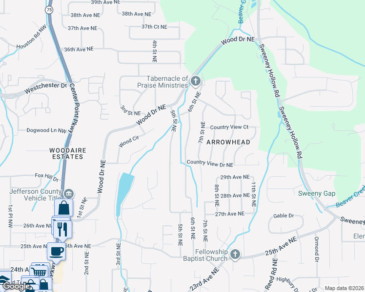 map of restaurants, bars, coffee shops, grocery stores, and more near 2716 6th Street Northeast in Center Point