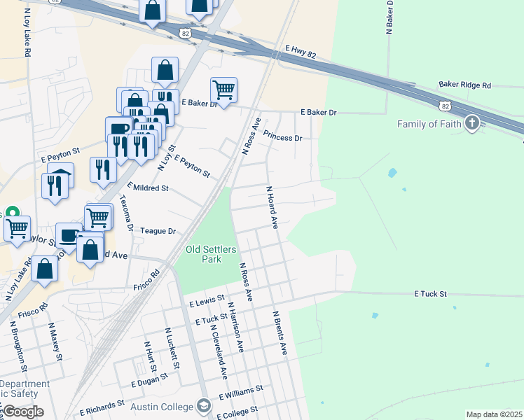 map of restaurants, bars, coffee shops, grocery stores, and more near 1912 East Alma Avenue in Sherman