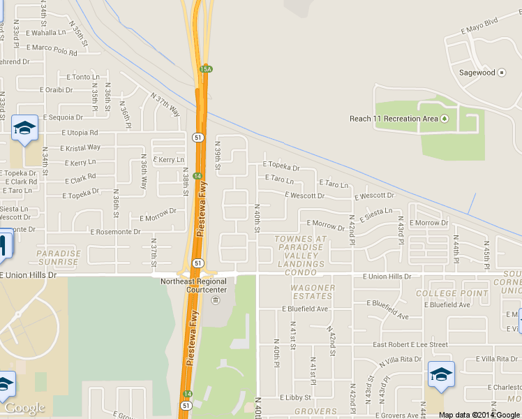 map of restaurants, bars, coffee shops, grocery stores, and more near 4001 East Kimberly Way in Phoenix