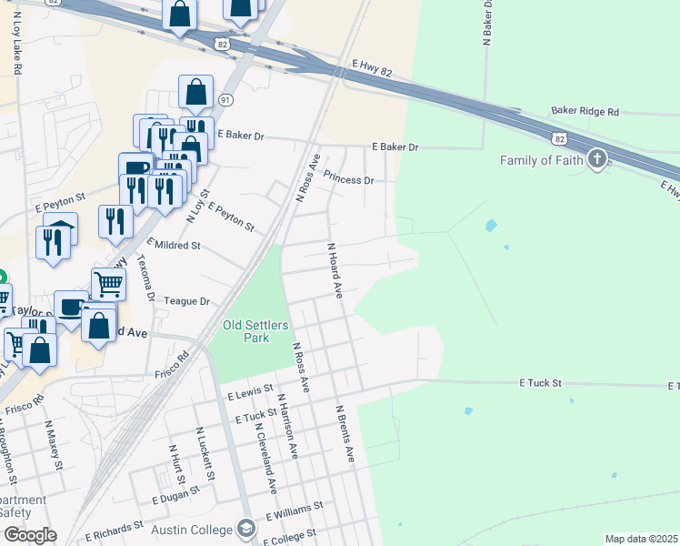 map of restaurants, bars, coffee shops, grocery stores, and more near 2002 East Alma Avenue in Sherman