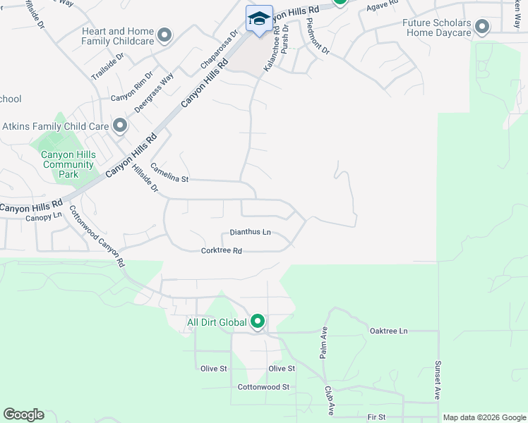 map of restaurants, bars, coffee shops, grocery stores, and more near 34116 Silktassel Road in Menifee
