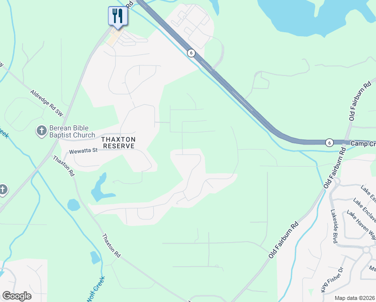 map of restaurants, bars, coffee shops, grocery stores, and more near 4724 Albany Way in Atlanta