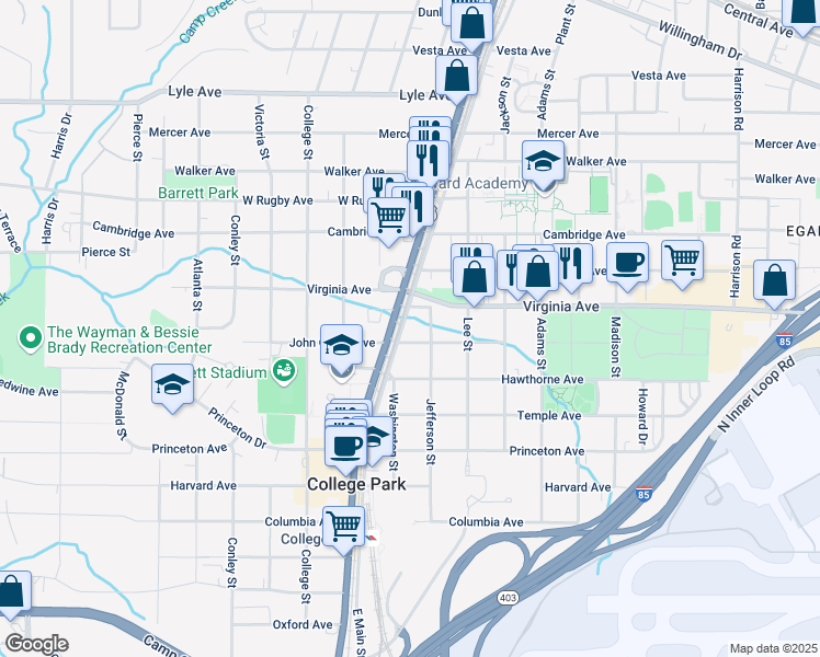 map of restaurants, bars, coffee shops, grocery stores, and more near 1771 John Calvin Avenue in Atlanta