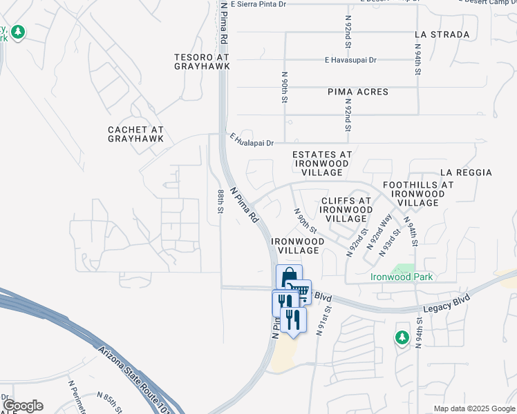 map of restaurants, bars, coffee shops, grocery stores, and more near 8933 East Maple Drive in Scottsdale