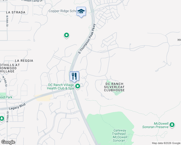 map of restaurants, bars, coffee shops, grocery stores, and more near 10110 East Siesta Lane in Scottsdale