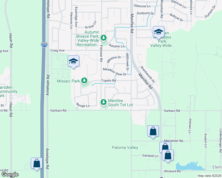 map of restaurants, bars, coffee shops, grocery stores, and more near 28637 Windridge Drive in Menifee