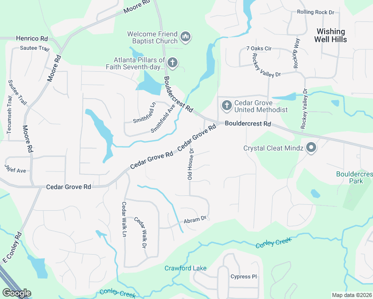 map of restaurants, bars, coffee shops, grocery stores, and more near 4160 Old House Drive in Conley
