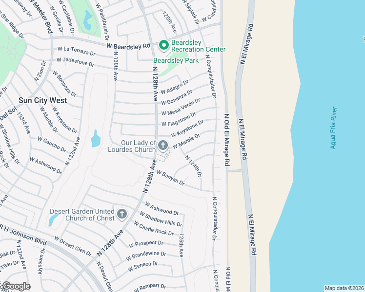 map of restaurants, bars, coffee shops, grocery stores, and more near 12451 West Marble Drive in Sun City West