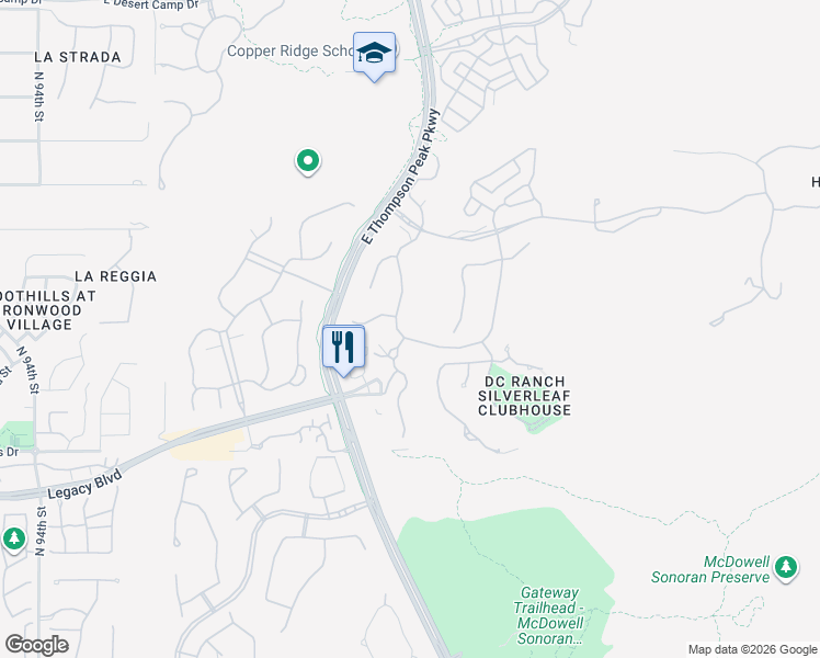 map of restaurants, bars, coffee shops, grocery stores, and more near 10110 East Siesta Lane in Scottsdale