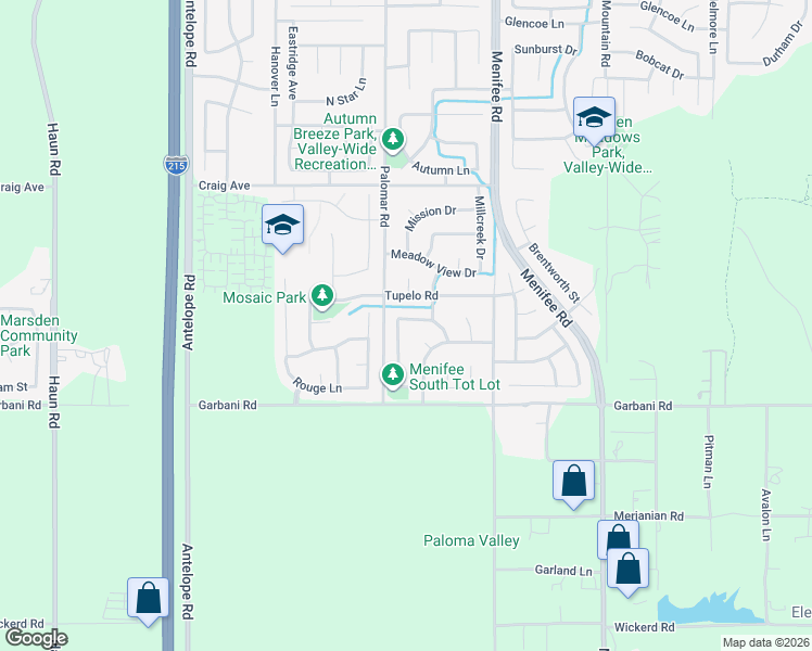 map of restaurants, bars, coffee shops, grocery stores, and more near 31794 Feather Creek Drive in Menifee