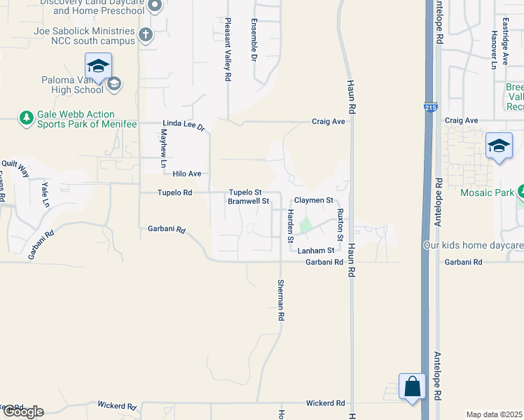 map of restaurants, bars, coffee shops, grocery stores, and more near 31806 McClain Court in Menifee