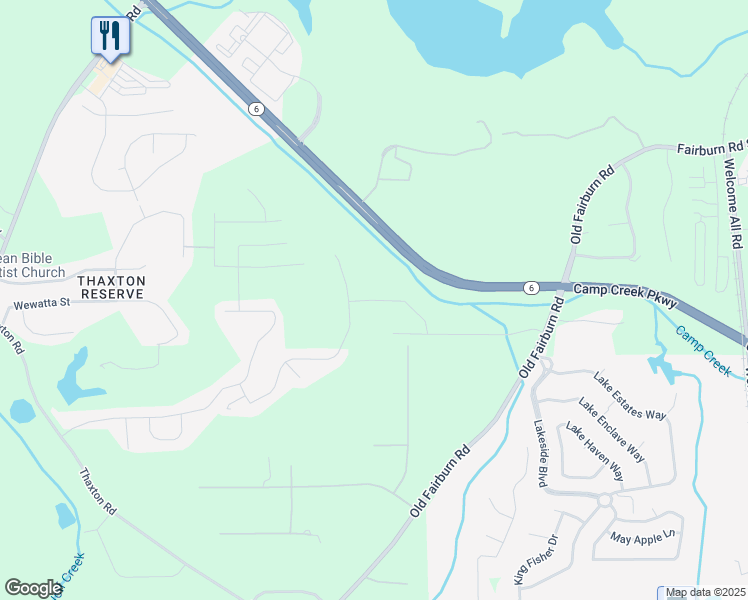 map of restaurants, bars, coffee shops, grocery stores, and more near 3652 Wartrace Drive in Atlanta