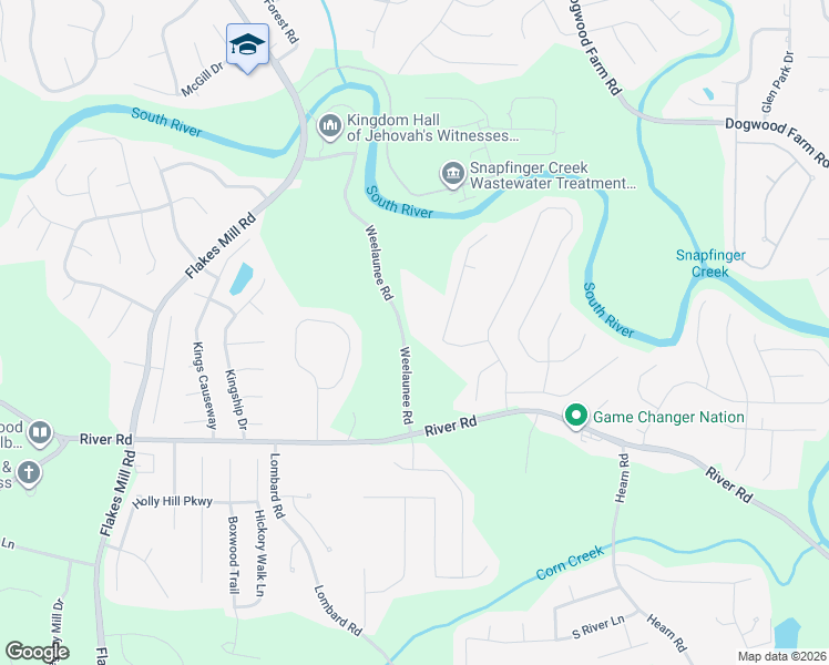 map of restaurants, bars, coffee shops, grocery stores, and more near 4136 Weelaunee Road in Ellenwood