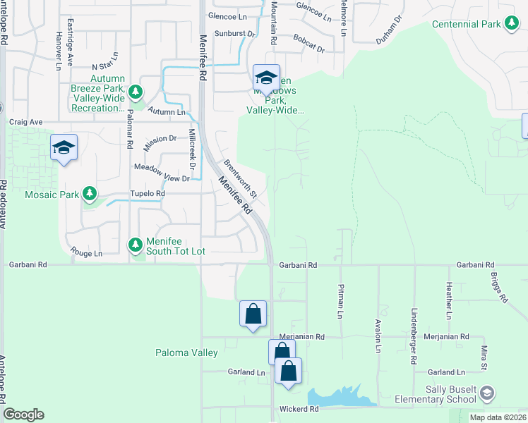 map of restaurants, bars, coffee shops, grocery stores, and more near 31893 Brentworth Street in Menifee