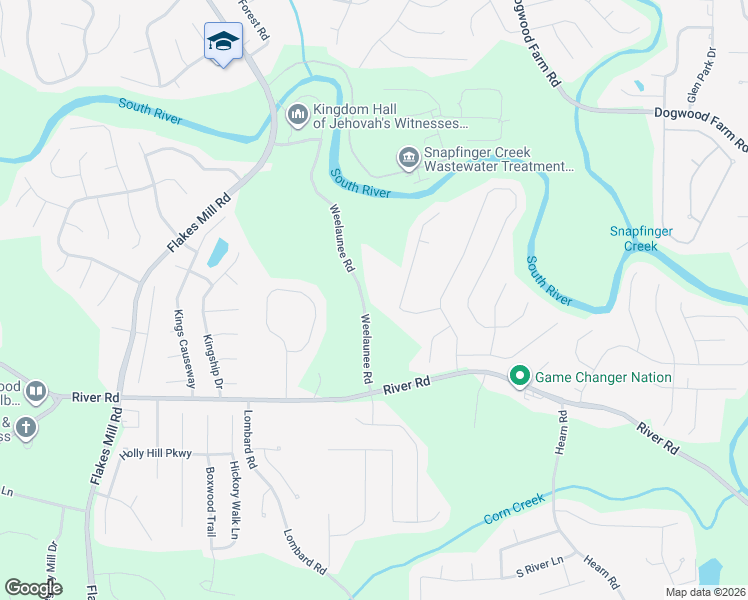 map of restaurants, bars, coffee shops, grocery stores, and more near 4136 Weelaunee Road in Ellenwood