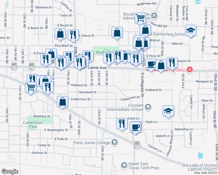 map of restaurants, bars, coffee shops, grocery stores, and more near 2430 Hubbard Street in Paris