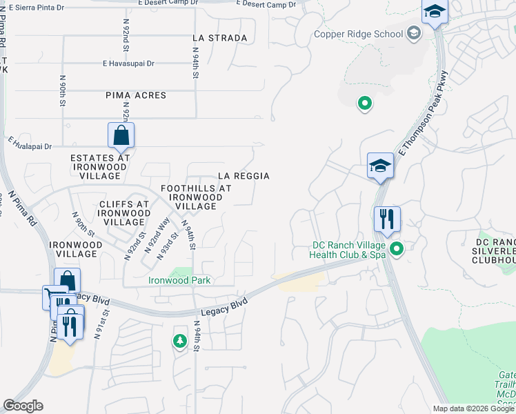 map of restaurants, bars, coffee shops, grocery stores, and more near 19007 North 95th Way in Scottsdale