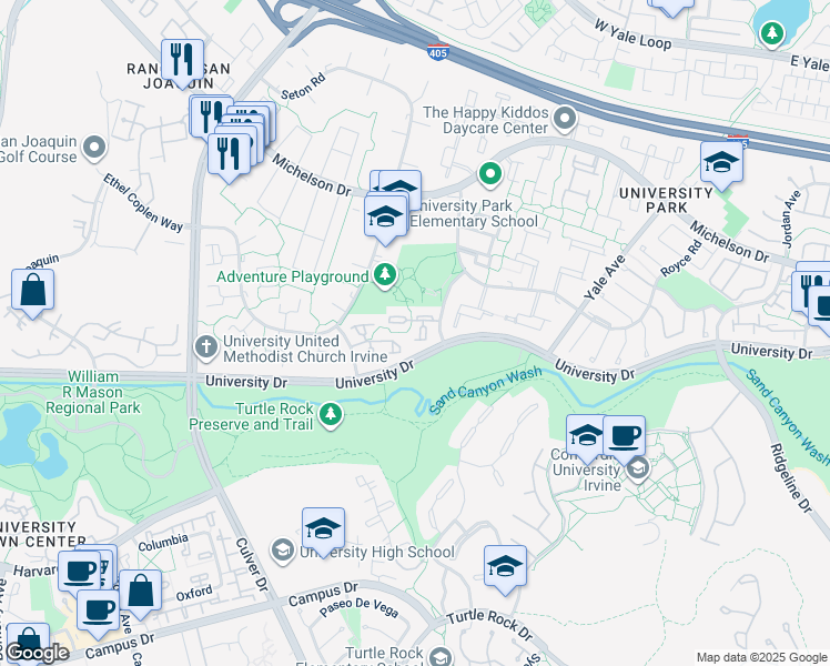 map of restaurants, bars, coffee shops, grocery stores, and more near 17 Gunnison in Irvine