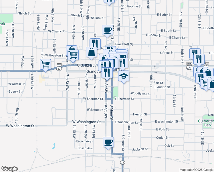 map of restaurants, bars, coffee shops, grocery stores, and more near 101-199 West Austin Street in Paris
