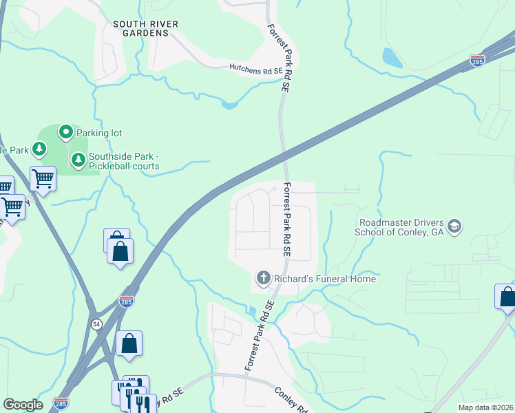 map of restaurants, bars, coffee shops, grocery stores, and more near 3498 Garfield Way Southeast in Atlanta