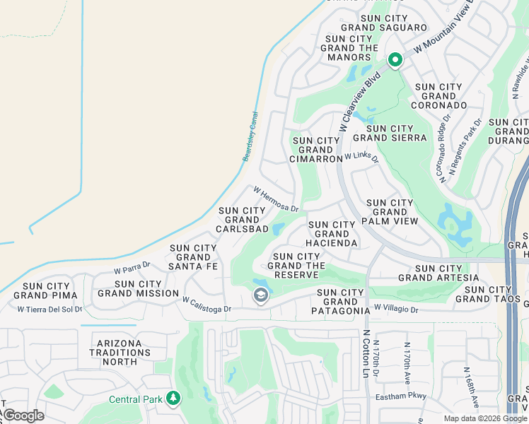 map of restaurants, bars, coffee shops, grocery stores, and more near 19209 North Moondance Lane in Surprise
