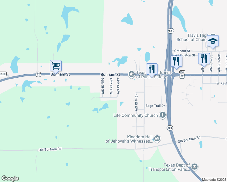 map of restaurants, bars, coffee shops, grocery stores, and more near 215 45th Street Southwest in Paris